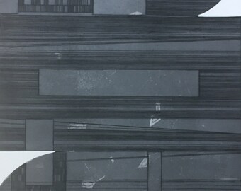 Etching . Minimalist. Black and White: "Screen". Print Size 20" x 26". unframed