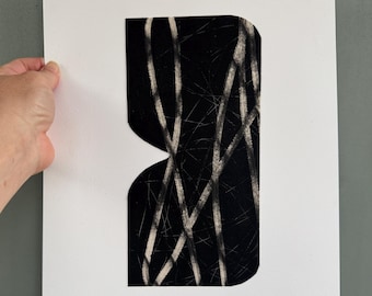 Black and tan on white Paper Collage Art Print (10.5" x 13.75")