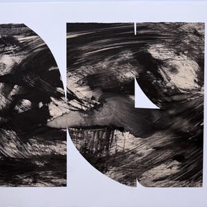 Contemporary Printmaking, Black and Tan Abstract. Monotype: &quot;Margin 11&quot;. Print Size 15&quot; x 19&quot; . unframed .