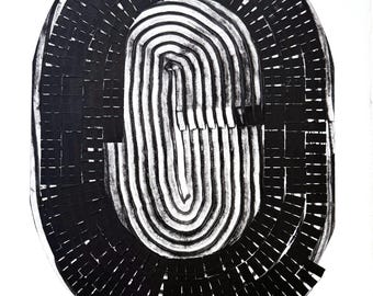 Art Prints . Minimalist Print in black and white printmaking: "Pace 3".  unframed .