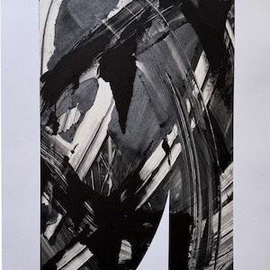 Contemporary Printmaking, Black and Tan Abstract. Monotype: &quot;Margin 10&quot;. Print Size 15&quot; x 20&quot; . unframed .