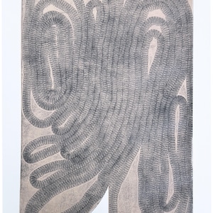 Large Etching . Abstract. Geometric . Tan and black "Rappelling 4" unframed