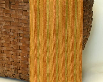 Handwoven Cotton Dishtowel in Gold Basketweave Stripes