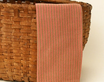 Handwoven Cotton Dishtowel in Pink and Green Twill Stripes