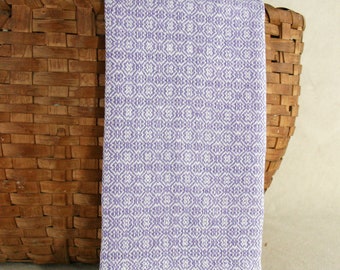 Handwoven Linen Towel in a Lilac and Ivory Diamond Pattern