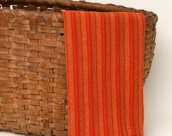 Handwoven Cotton Dishtowel in Red Basketweave Stripes
