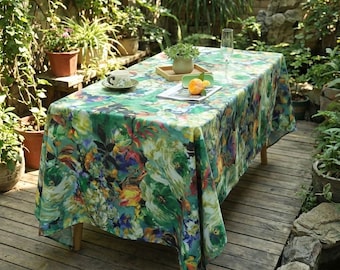 Frans bloementafelkleed, waterdichte botanische olieverfschilderij