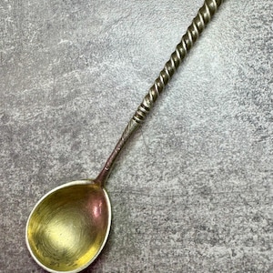 Antik rysk silvertesked, 1889 — Kejserlig era 84 Silversked med monogram "L.O." — Samlarbestick från tsarismen i Ryssland