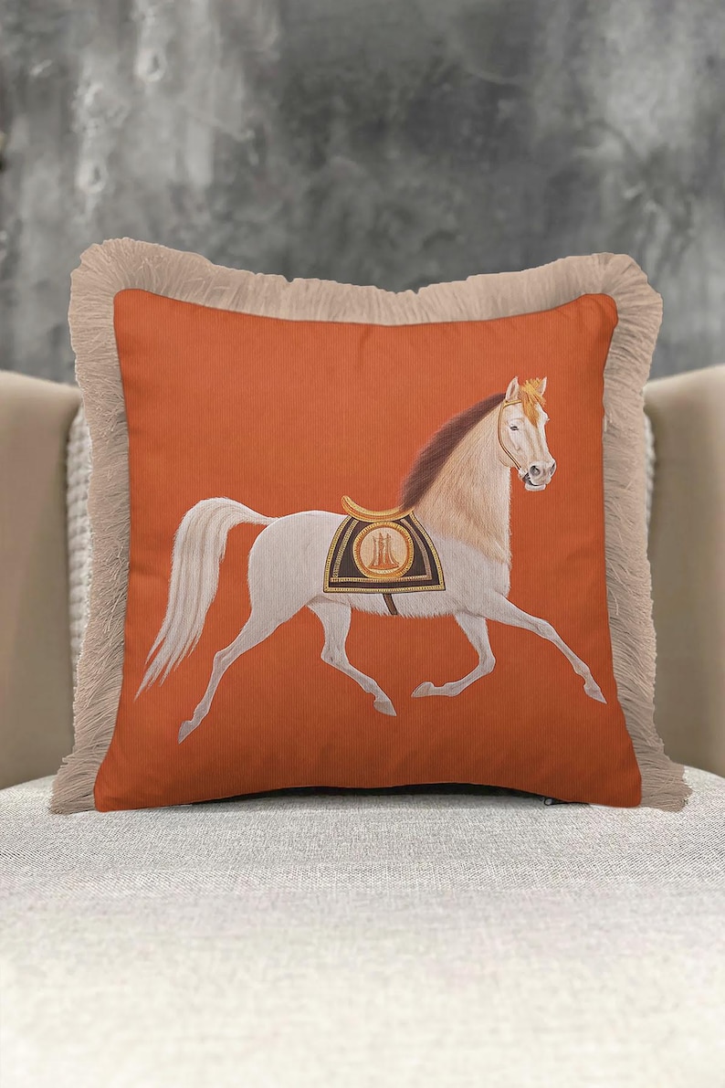 Don’t settle for boring decor. Our Fringed Equestrian Horse Pillow Cover is the missing piece in your home styling puzzle. With its vibrant colors, detailed artwork, and luxurious tassels, it’s designed to be noticed and loved. Order yours today and experience the perfect combination of equestrian tradition and modern comfort.