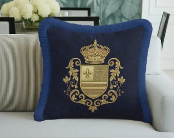 Navy Blue and Gold Pillow Case,Luxury Geometric Cushion Cover, Decorative Throw Pillow for Living Room, Elegant Home Decor,Housewarming Gift