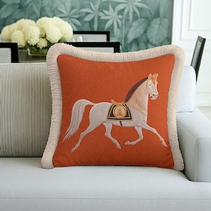 Every detail of our Fringed Equestrian Cushion is designed with quality in mind. From the high-definition print of the galloping horse to the precision-stitched tassels, we prioritize excellence. The soft-touch fabric ensures comfort, while the reinforced seams provide longevity. This isn't just a pillow cover; it's a durable piece of functional art that brings a touch of luxury to your daily life.