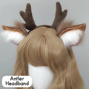 Plush Antler Headband, Fashion Cosplay Deer Ear, Head Hoop, Lolita Hair Bands, Holiday Party,Christmas Women Hair Accessories,Headpiece Deer
