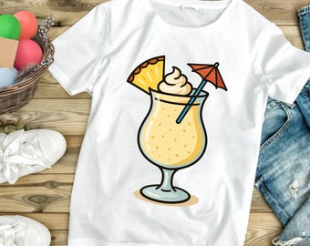 Pina Colada SVG: Tropical Cocktail Clipart Vectorial (Digital Download)