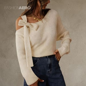 Bow Shoulder Sweater - Etsy
