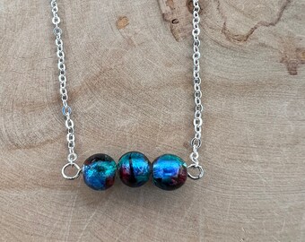 Dainty Murano Glass Bead Bar Necklace: Adjustable Length