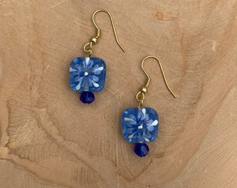 Light Blue Flower Glass Earrings | Earrings | Dangly Earrings | Blue Earrings | Glass Earrings | Jewelry | Women’s Jewelry | Flower Earrings