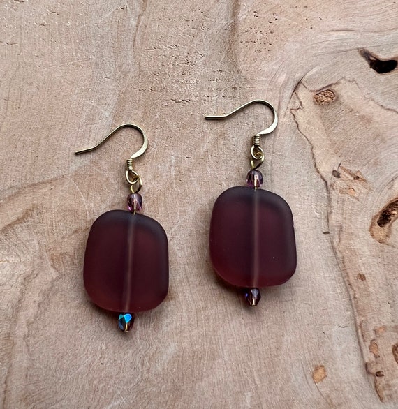Sea Glass Earrings - Purple | Sea Glass Earrings |