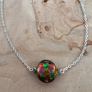 Red Gold Murano Glass Necklace | Dainty Necklace | Glass Necklace | Crystal Jewelry | Layering Necklace