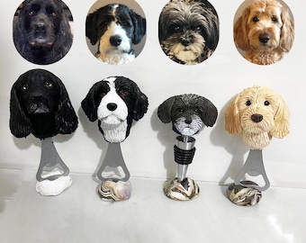 Personalized Dog Head Bottle Opener, Custom Pet Wine Stopper, Handmade Clay