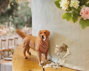 Topo de bolo personalizado para cachorro, escultura de animal de estimação feita à mão em argila polimérica