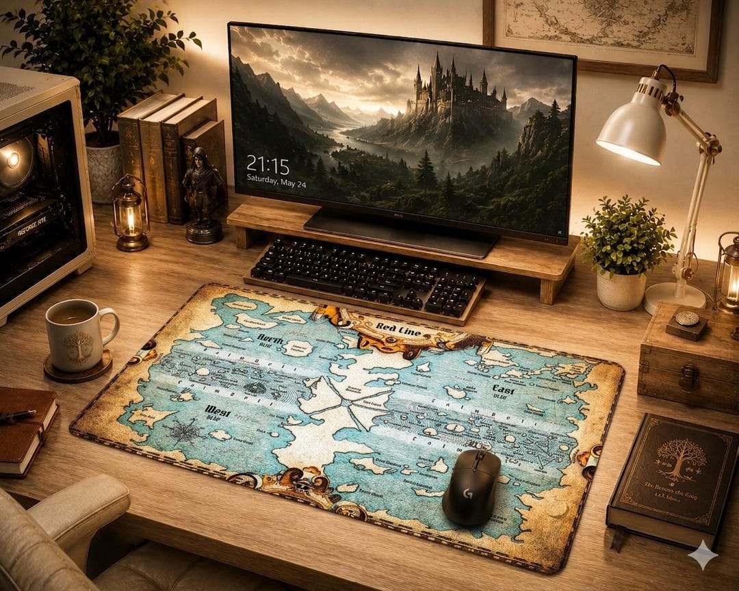 Vintage World Map Mouse Pad, OP Anime Map Print, Grand Line Fantasy Map ...