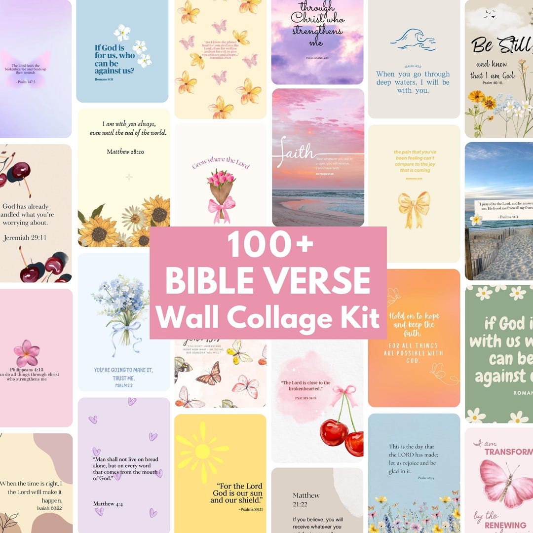 Bible Verse Wall Collage Kit: Scripture Prints, Christian Decor ...