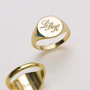Initial Signet Ring • Custom Monogram Ring • Personalized Signet Ring • Gold Signet Ring • Custom Initial Ring for Her • Secret Message Ring