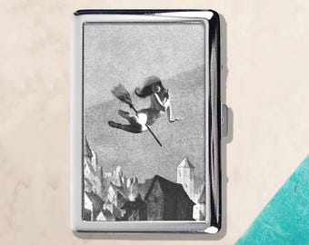 Women in the Sky Vintage Retro Cigarette Case id case Wallet Business Card Holder Business Card ID Holder Wallet Deco