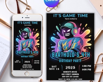 Roblox Birthday Invitation: Game Party, Editable Template (Canva)