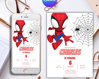Spidey Birthday Invitation Template: Editable Kids Party Invite (Digital Download)