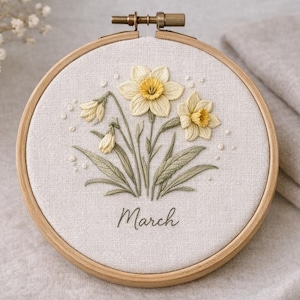 Bloemborduurpatroon geboorte maart - narcis (pdf)