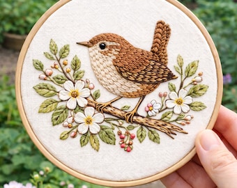 Pájaros de Jardín del Reino Unido – Paquete de patrones de bordado a mano (nivel principiante e intermedio) (5 pájaros)