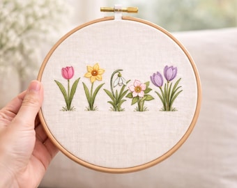 Spring Flowers Hand Embroidery Pattern (PDF)