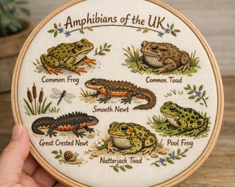 Amphibians of the UK – Hand Embroidery Pattern (PDF Download)