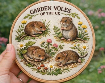 Garden Voles of the UK – Hand Embroidery Pattern (PDF)