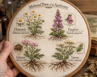Medicinal Plants of the Apothecary - Botanical Hand Embroidery Pattern (PDF Download)