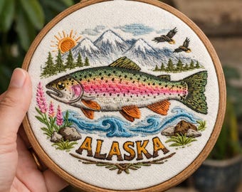 Alaska Rainbow Trout Hand Embroidery Pattern (PDF)