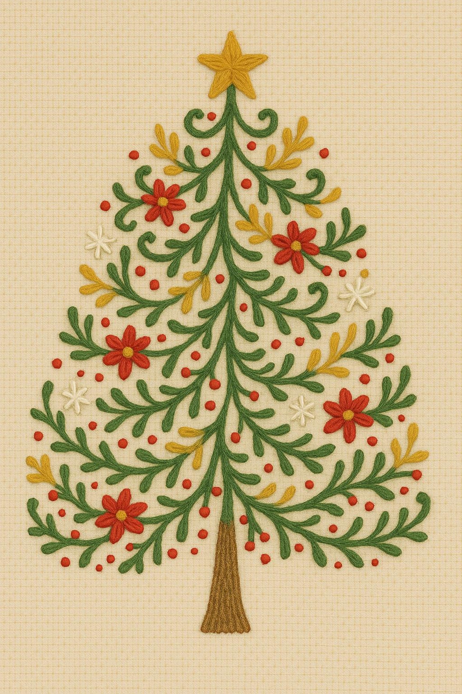 Folk Christmas Tree Hand Embroidery Pattern – Printable PDF - Etsy