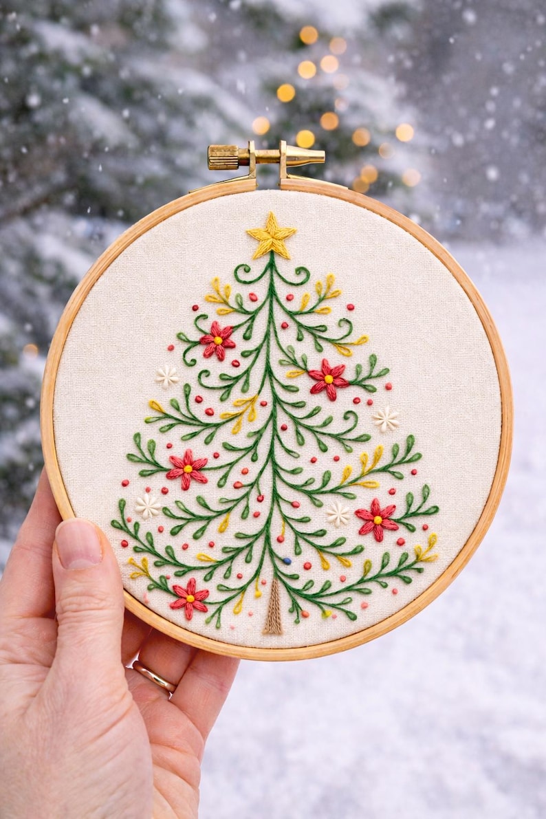 Folk Christmas Tree Hand Embroidery Pattern – Printable PDF - Etsy