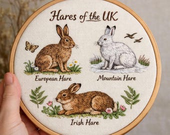 Hares of the UK – Hand Embroidery Pattern (PDF)
