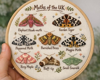 UK Moths Embroidery Pattern – Beginner & Intermediate (PDF)