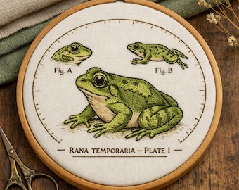 Patrón de bordado de estudios de ranas victorianas (PDF)