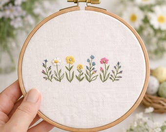 Wildflower Herbarium Strip – Hand Embroidery Pattern (PDF Instant Download)