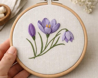 Crocus Trio – Beginner Hand Embroidery Pattern (PDF)