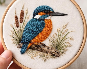 Patrón de bordado a mano de Martín Pescador (PDF)