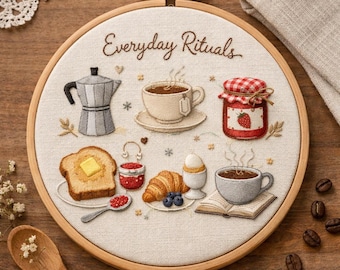 Everyday Breakfast Rituals – Hand Embroidery Pattern (PDF)