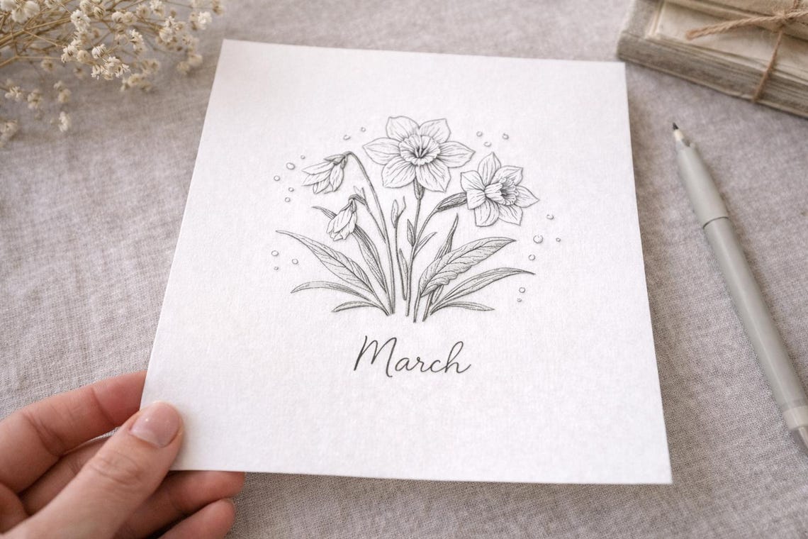 March Pattern Sample March Birth Flower Embroidery Pattern - Daffodil (PDF) - Etsy