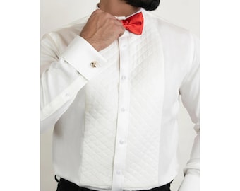 Camicia Elegante Uomo Smoking Regular Fit – Colletto Alla Coreana E Doppio Polsino