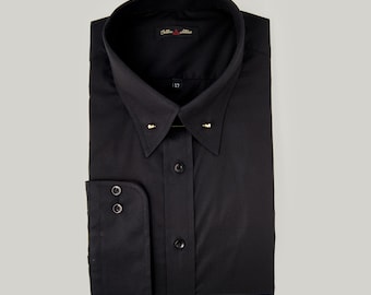Men's Black Classic Pin Collar Dress Shirt – Collar Bar Style