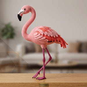 Wzór szydełkowy flaminga w formacie PDF, samouczek robienia flaminga amigurumi, stojący flaming ze skrzydłami, przyjazny dla początkujących wzór szydełkowy w formacie PDF, pobieranie cyfrowe